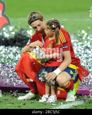 Spain's Fernando Torres with his daughter Nora Stock Photo