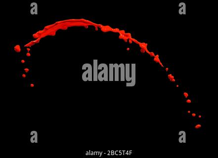 splendid red paint splash isolated on black background Stock Photo