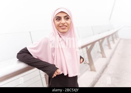 Pleasant day outside for happy woman stock photo Stock Photo