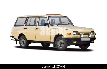 Classic station wagon car isolated on white Stock Photo