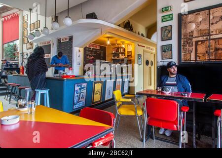 Cinema Rif cafe interior, Tangier, Morocco Stock Photo