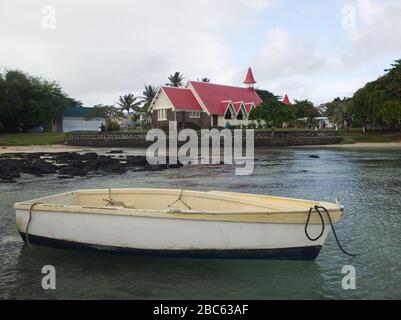 Church of Cap Malheureux in the North of Mauritius Island, view from the ocean Stock Photo