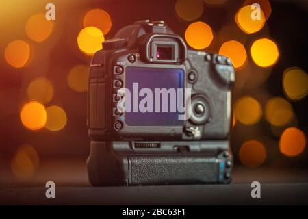 Professional dslr camera body with battery grip Stock Photo