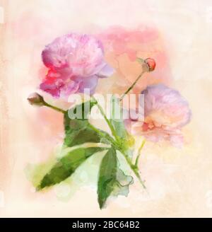 How to Paint Watercolor Postcards in Vintage Style - Peony and