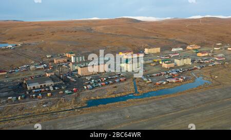 Lavrentiya, Chukotski region, Russia - October 21, 2019: The top view ...