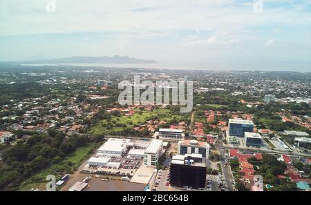 Business area in Managua Nicaragua aerial above drone view Stock Photo