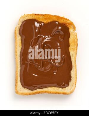 Hazelnut spread on toast Stock Photo