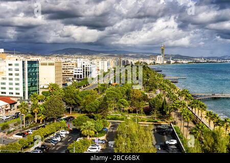 Seafront park in Limassol, Cyprus Stock Photo