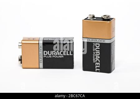 Duracell high performance alkaline batteries Stock Photo