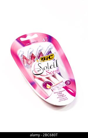BIC Soleil Disposable Razors on a white background Stock Photo