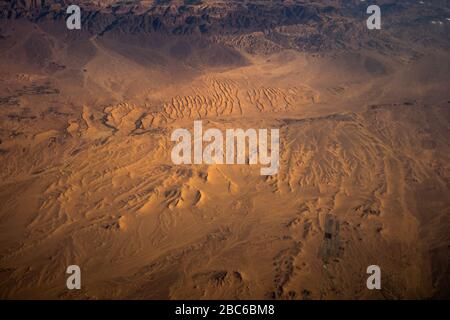 Aerial view of Saudi Arabia from the gulf of Aqaba Red Sea Stock Photo