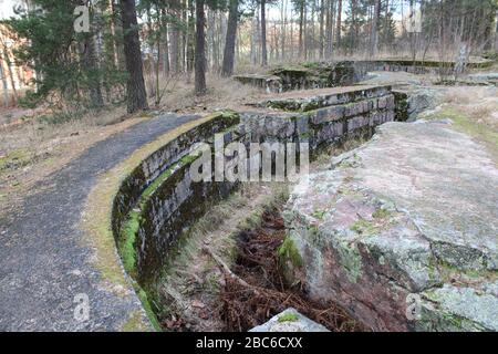 Tapiola trenches from the First World War, Espoo, Finland. Stock Photo