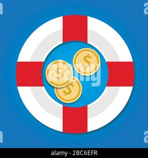 Emergency fund icon money coins for difficult time financial problem Stock Vector