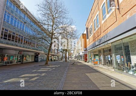 Pictured: Oxford Street in the city centre remains deserted, Swansea, Wales, UK. Tuesday 31 March 2020 Re: Covid-19 Coronavirus pandemic, UK. Stock Photo