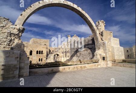 Reconstruction of the arch of the RAMBAN synagogue, Jerusalem Old City, Israel Stock Photo