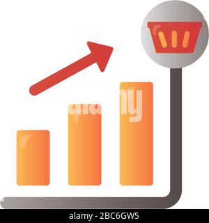 price hike arrow up in bars infographics degradient style Stock Vector