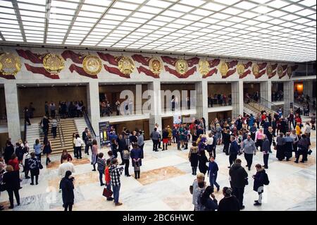 Moscow , Russia - 24 March, 2019. Interior of The Concert Hall , State Kremlin Palace in Moscow city, Stock Photo