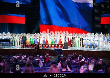 Moscow , Russia - 24 March, 2019. Folk groups in Concert Hall , State Kremlin Palace in Moscow city, Stock Photo