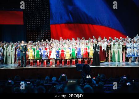 Moscow , Russia - 24 March, 2019. Folk groups in Concert Hall , State Kremlin Palace in Moscow city, Stock Photo