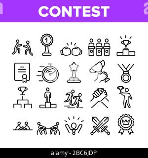 Contest Sport Activity Collection Icons Set Vector Stock Vector