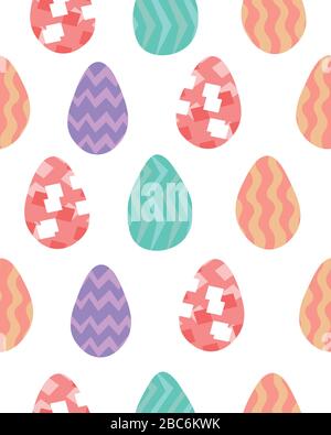 Easter. Colored eggs. Seamless pattern. Colorful design for cards, prints and clothes. Stock Vector