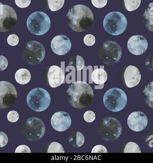 Seamless pattern child background. Moon and stars. Stock Photo