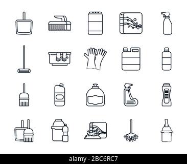 bucket and detergent box line style icon vector design Stock Vector ...