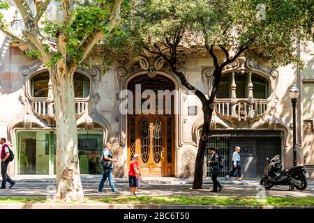 BARCELONA, SPAIN - JUNE 04, 2019: House Comalat (Casa Comalat) is a modernist building in Barcelona, build by Salvador Valeri in 1911. Stock Photo