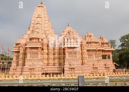 Sauraha, Nepal - 20 January 2020: Hindu temple of Shashwat Dham near Sauraha in Nepal Stock Photo