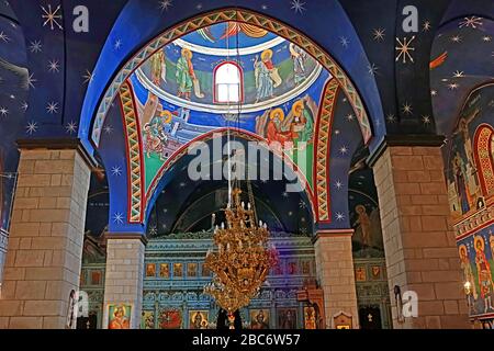 JERUSALEM, ISRAEL - NOVEMBER 20, 2017: Interior of Mar Elias Monastery. It's a Greek Orthodox monastery in south Jerusalem Stock Photo