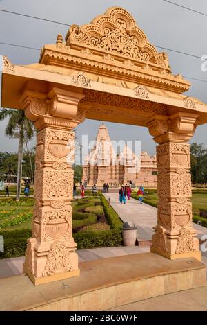 Sauraha, Nepal - 20 January 2020: Hindu temple of Shashwat Dham near Sauraha in Nepal Stock Photo