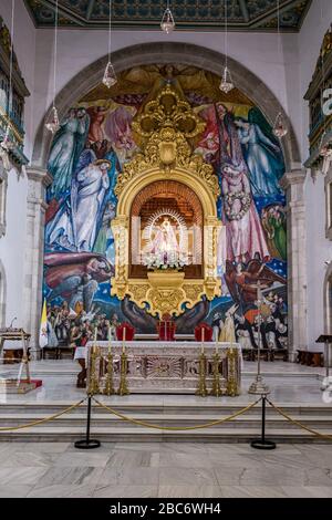 View of the Altar inside the church Basilica of Our Lady of Candelaria Stock Photo