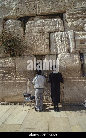 Jews pray at The Wailing Wall, Jerusalem Old City, Israel Stock Photo