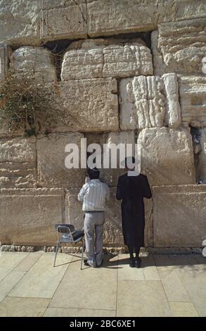 Jews pray at The Wailing Wall, Jerusalem Old City, Israel Stock Photo