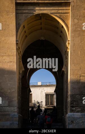 Ancient Architecture: An Andalusian Entrance Arch Gate in Cordoba, Spain Stock Photo