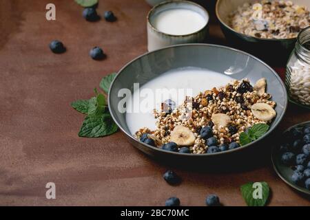 Homemade puffed millet granola Stock Photo