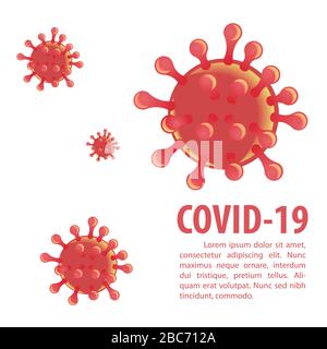 Corona virus in vector design with red color with gradient cartoon style Stock Vector