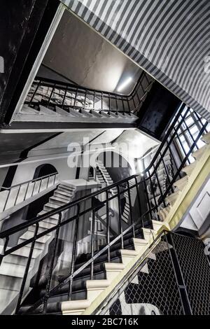 The flight of stairs is designed in the style of illusions. Stock Photo