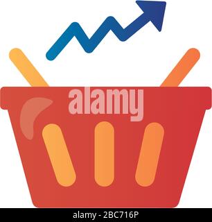 price hike shopping basket with arrow up infographic degradient style Stock Vector