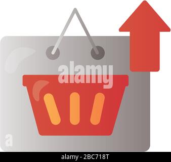 label with shopping basket and arrow up infographic degradient style Stock Vector