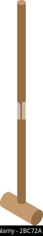 Croquet wood mallet icon, isometric style Stock Vector