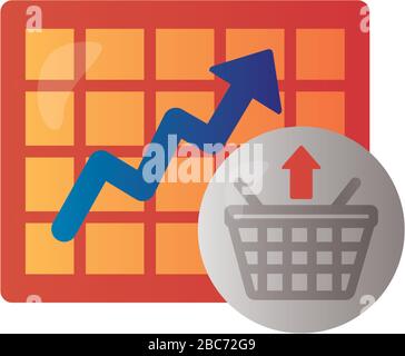 price hike with shopping basket and arrow up infographic degradient style Stock Vector