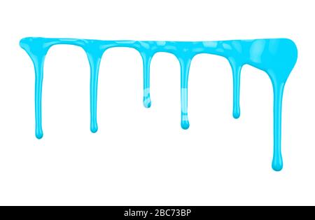 blue paint dripping isolated on white background Stock Photo
