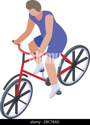 Competition triathlon cycling icon, isometric style Stock Vector