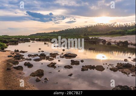 Scenery of Purple Ping, a Lagoon in green island (Ludao), taiwan Stock Photo