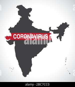 India map with Coronavirus warning illustration Stock Vector