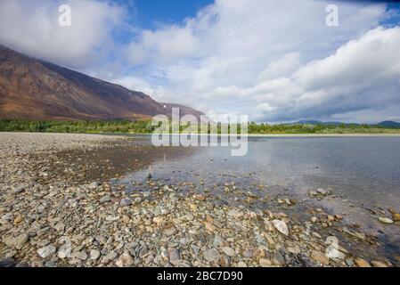 August on the Sob River. Polar Ural, Russia Stock Photo