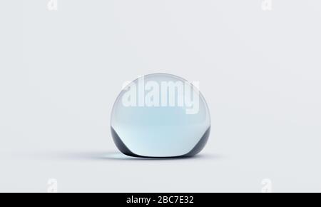 Abstract 3d rendering of water drop. Blob shape on white surface. Minimalistic background design Stock Photo