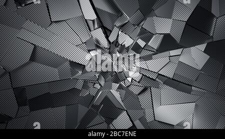 Abstract 3d rendering of cracked surface. Modern background design, wall destruction Stock Photo
