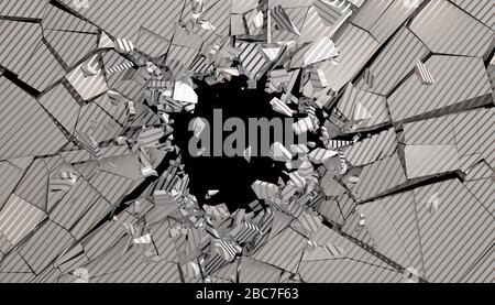 Abstract 3d rendering of cracked surface. Modern background design, wall destruction Stock Photo